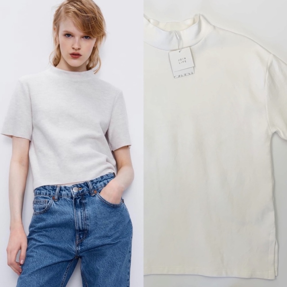 2/$20 Zara Mock turtleneck classic boxy tee